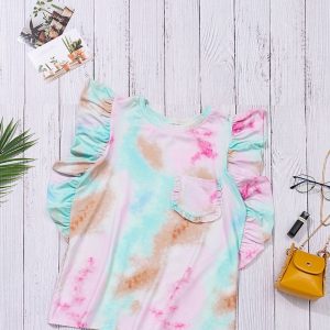 Multicolor Tie-Dye Ruffled Sleeve