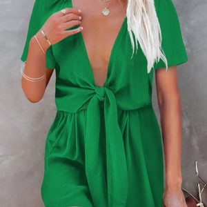 Green Plunge Romper