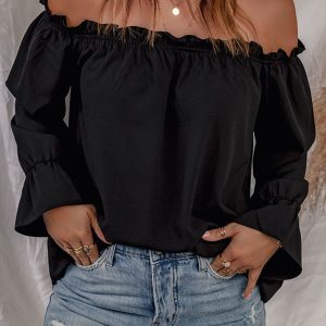 Off-shoulder Black Blouse